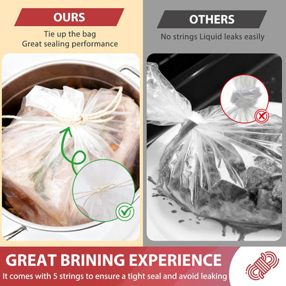 Turkey Brine Bags, 5 Gallon Bucket Liner Bags, 5.5 Mil, 5 Pack - 30" X 21", BPA Free Brining Bags for Turkey, Leak-Proof Liner for Bucket, Brine Kit with Strings - Thanksgiving, Christmas Essentials
