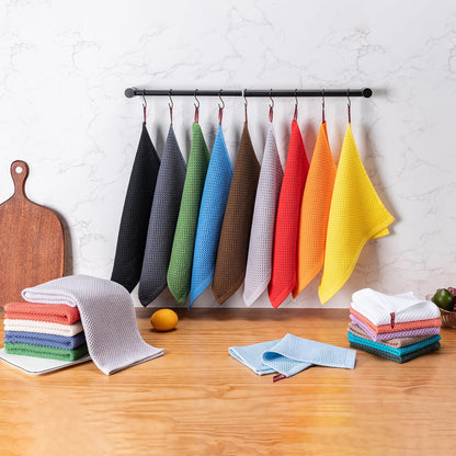 Kitchen Towels 6-Pack Kitchen Dish Cloths,100% Cotton Towels Waffle Weave, Ultra Soft Absorbent, Quick Drying, 12X12 Inches,Dark Grey