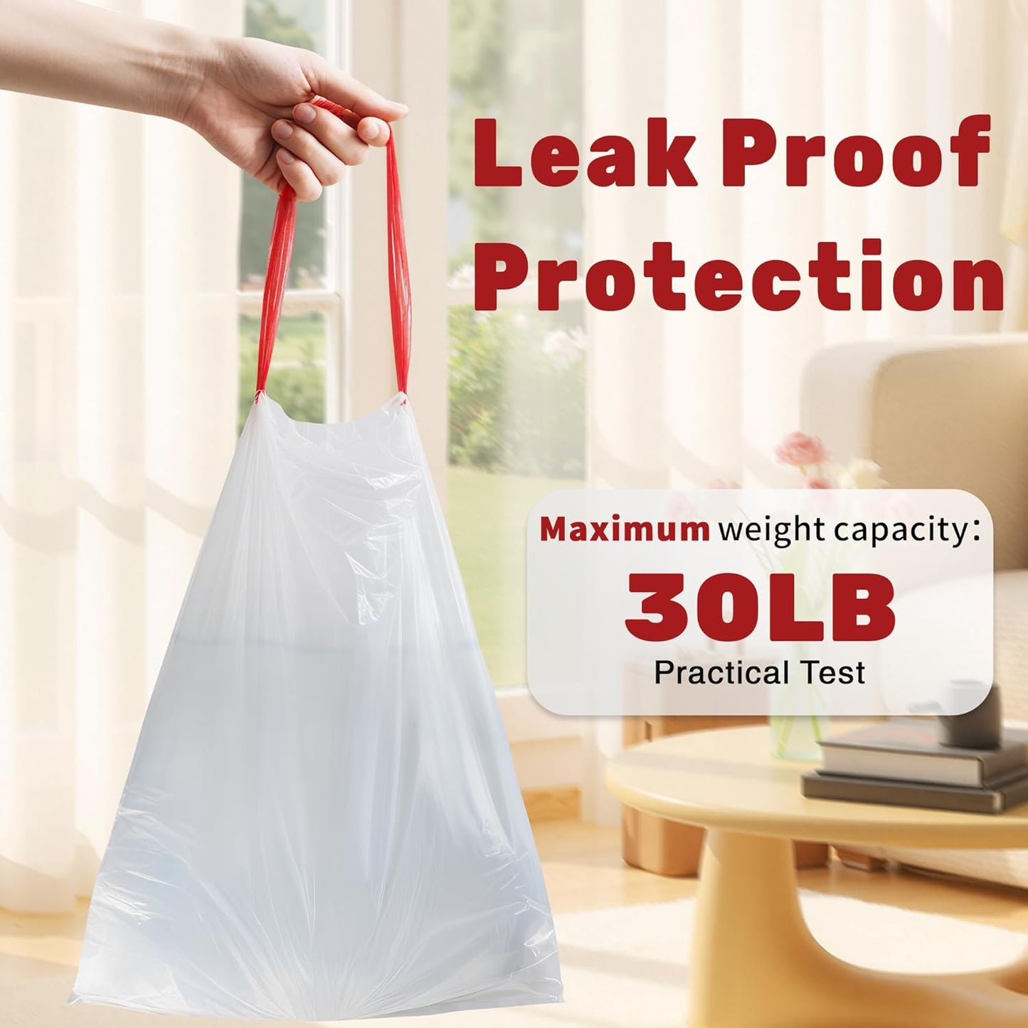 13 Gallon Trash Bags Drawstring, 20 Count Garbage Bags 13 Gallon Tall Kitchen,Heavy Duty Trash Bags for Bathroom, Outdoor, Waste Basket and Car, Unscented White Bathroom Garbage Bag