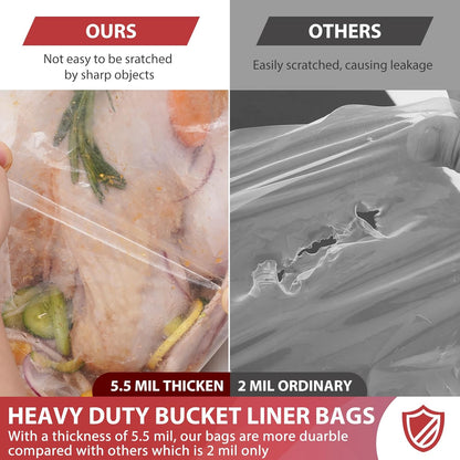 Turkey Brine Bags, 5 Gallon Bucket Liner Bags, 5.5 Mil, 5 Pack - 30" X 21", BPA Free Brining Bags for Turkey, Leak-Proof Liner for Bucket, Brine Kit with Strings - Thanksgiving, Christmas Essentials