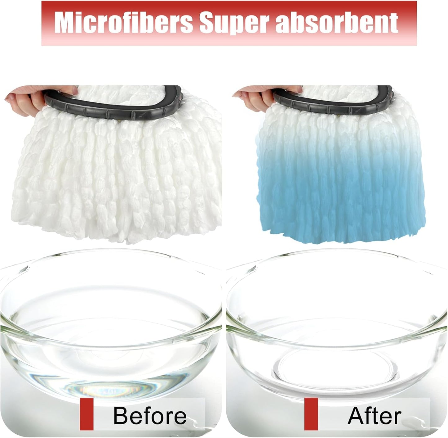 Mop Replace Head, 3 Pack Spin Mop Replacement Head Easywring 1-Tank System, Easy Cleaning, Microfiber, Machine Washable