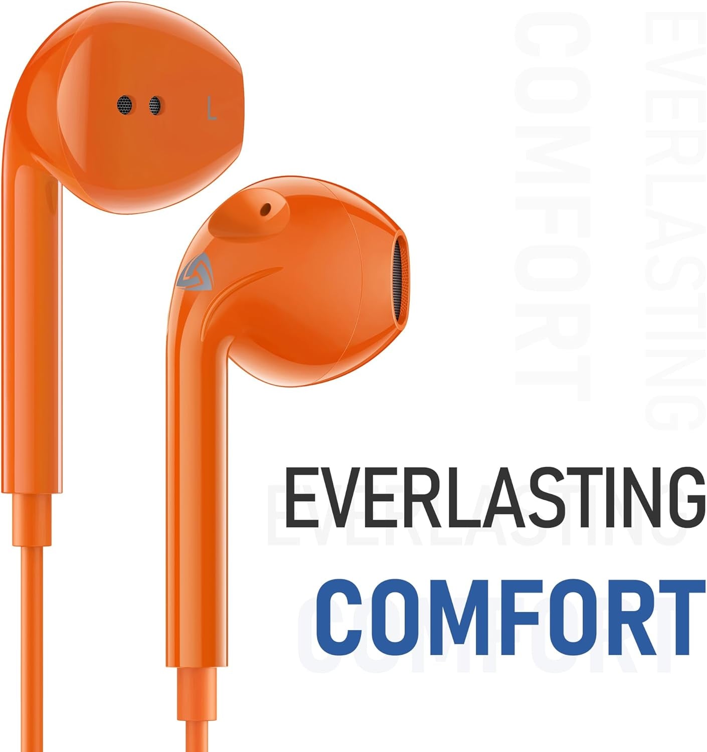 Zenith Wired Earbuds In-Ear Headphones, 2 Years Warranty, Earphones with Microphone, Corded for 3.5Mm Jack Ear Buds for Iphone, Samsung, Computer, Laptop, Kids, School Students, Woman - Orange