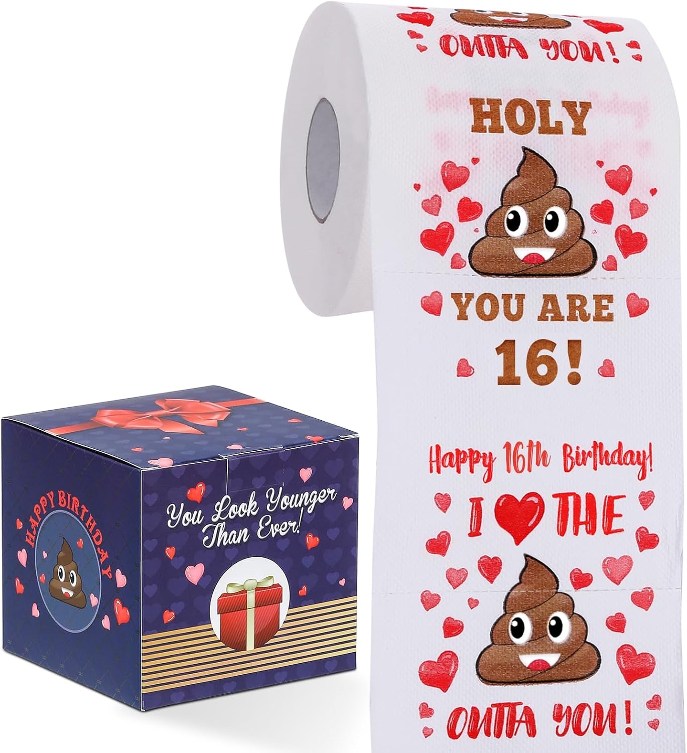 16Th Birthday Gifts for Boy or Girl - Happy Prank Toilet Paper - 16Th Birthday Decorations, Party Supplies Favors - Funny Gag & Novelty Bday Present for Him, Her, Friends- Sweet 16 Year Old Gift Ideas