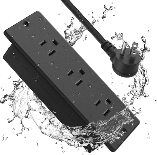 Conference Recessed Power Strip Socket Waterproof,Furniture Recessed Power Strip,Flush Mount with 3 Outlets,6Ft Extension Cord with Flat Plug