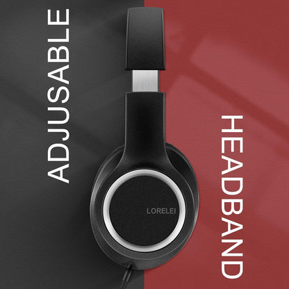 X8 Over-Ear Wired Headphones with Microphone with 1.45M-Tangle-Free Nylon Line&3.5Mm Plug,Lightweight Foldable & Portable Headphones for Smartphone,Tablet,Computer,Mp3/4(Black-Red)