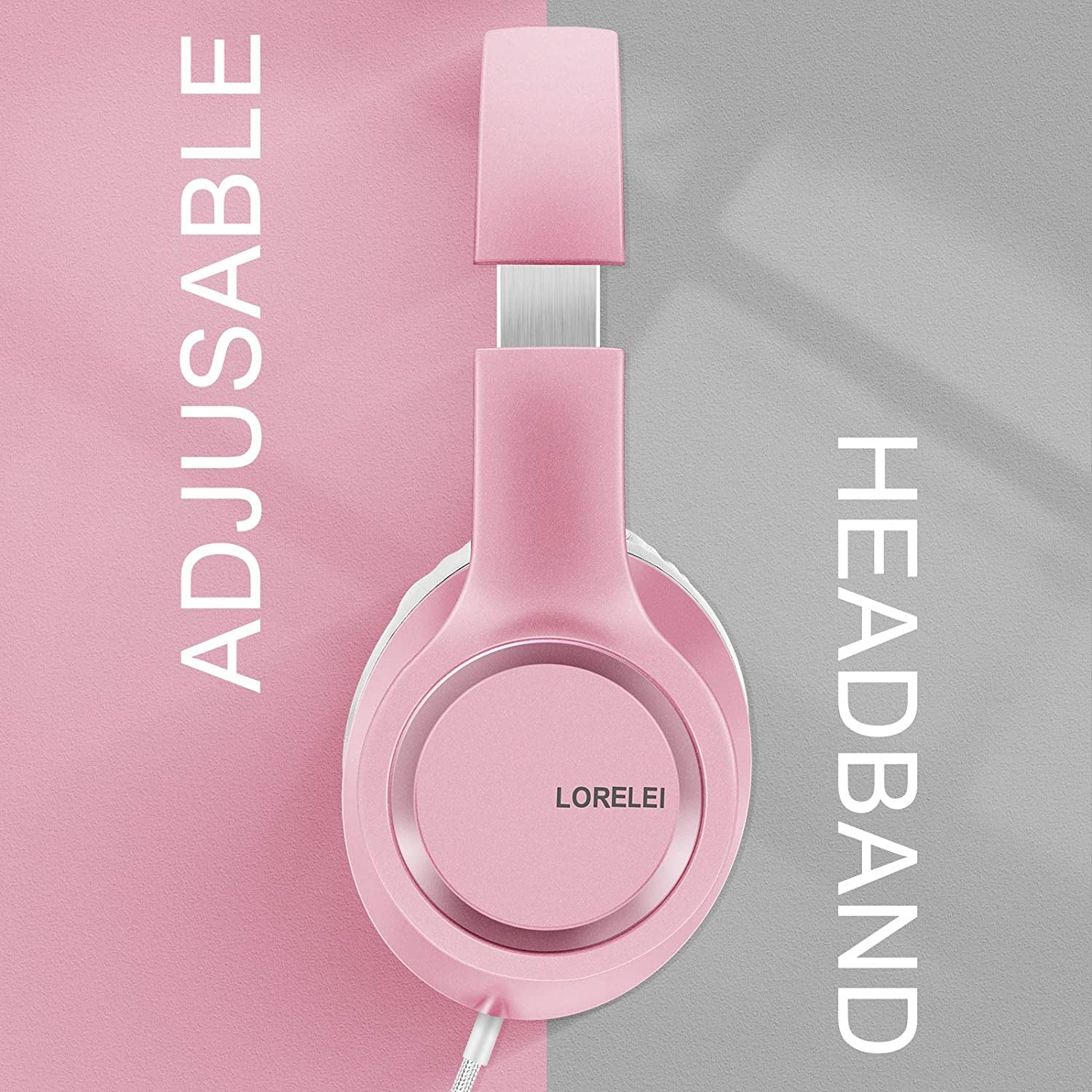 X8 Over-Ear Wired Headphones with Microphone with 1.45M-Tangle-Free Nylon Line&3.5Mm Plug,Lightweight Foldable & Portable Headphones for Smartphone,Tablet,Computer,Mp3/4（Pearl Pink）
