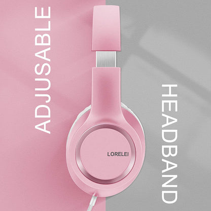 X8 Over-Ear Wired Headphones with Microphone with 1.45M-Tangle-Free Nylon Line&3.5Mm Plug,Lightweight Foldable & Portable Headphones for Smartphone,Tablet,Computer,Mp3/4（Pearl Pink）