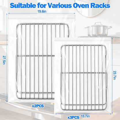 Oven Rack Cleaning Bags, Heavy Duty No Scrub Oven Rack Cleaning Bags, Reusable Leak-Resistant PE Bags for Deep Soaking Grill Grates, BBQ Racks, No Cleaner Included, 5 Pack