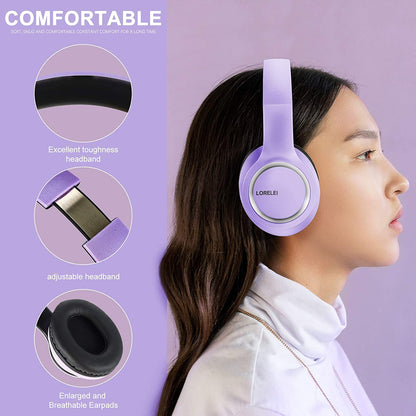 X8 Over-Ear Wired Headphones with Microphone with 1.45M-Tangle-Free Nylon Line&3.5Mm Plug,Lightweight Foldable & Portable Headphones for Smartphone,Tablet,Computer,Mp3/4(Dark Purple)