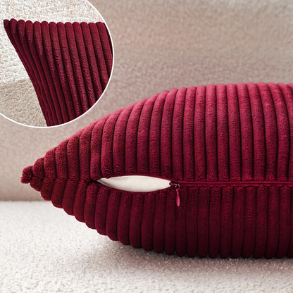 Winter Pack of 2 Corduroy Soft Soild Decorative Square Christmas Throw Pillow Covers Cushion Cases Pillow Cases for Couch Sofa Bedroom Car 18 X 18 Inch 45 X 45 Cm Burgundy
