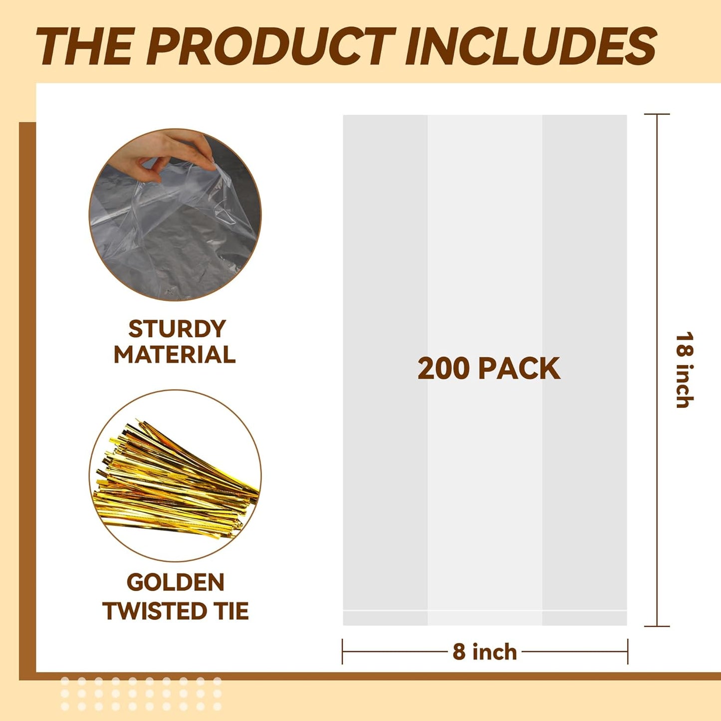 Plastic Bread Bags for Homemade Bread Loaf Bags Clear Sourdough Bag with Ties for Airtight Storage of Baked Goods(50Pack, 8X18X4In)