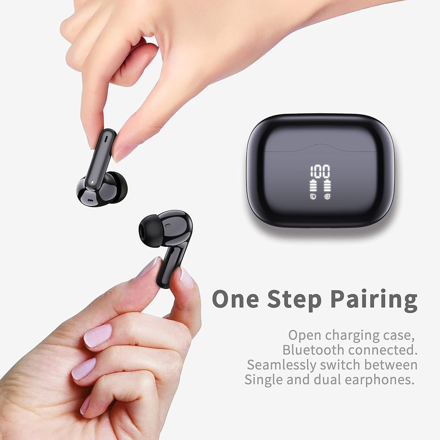 Wireless Earbuds, Bluetooth 5.4 Headphones in Ear with 4 ENC Noise Cancelling Mic, New Wireless Earphones Hifi Stereo Deep Bass 40H Playtime, In-Ear Bluetooth Earbuds LED Display IP7 Waterproof, USB-C