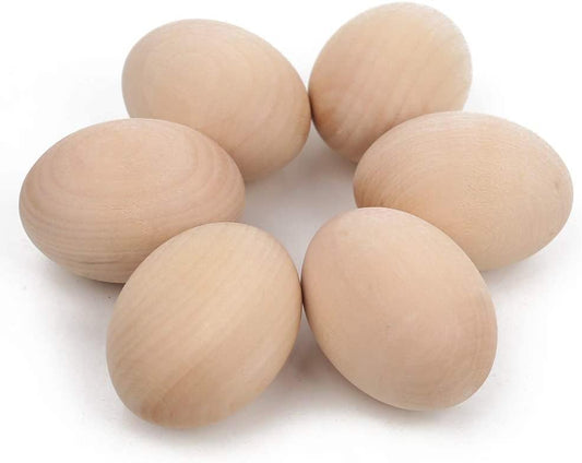 Wooden Fake Chicken Eggs, 8PCS 2.5" Unpainted Faux Wood Eggs for Encouraging Hens to Lay