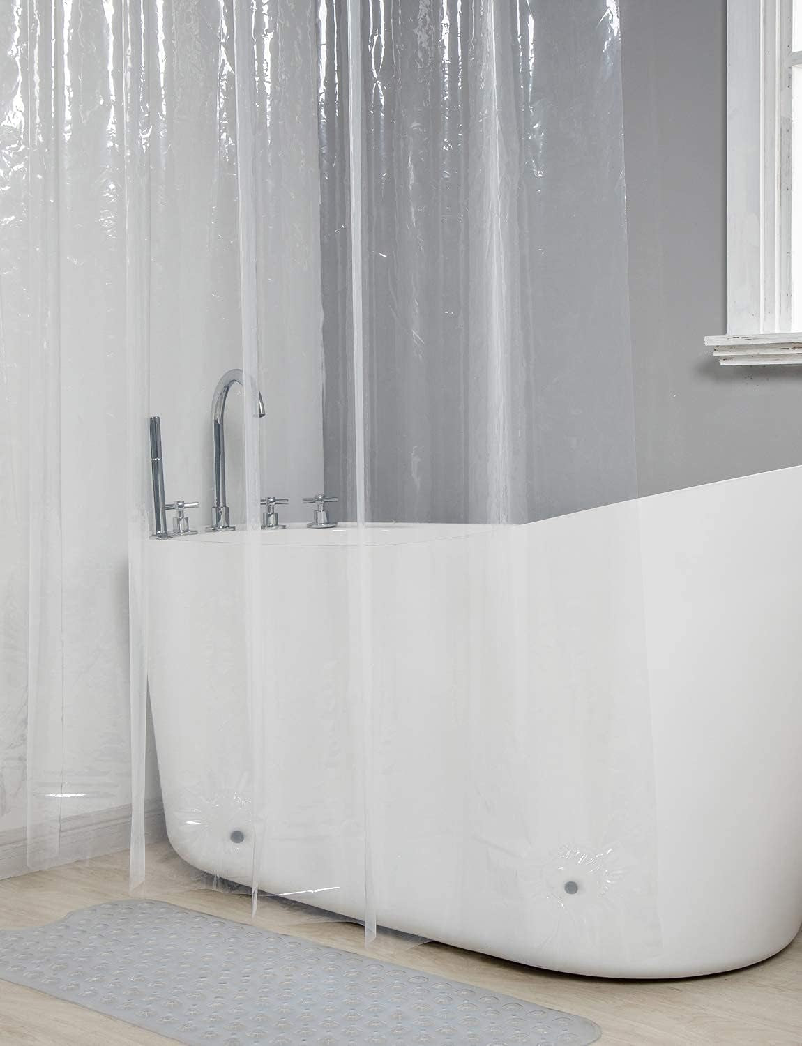 Set of 2 Pack Scrub Brushes and 72X72 Inches Lightweight Shower Curtain Liner