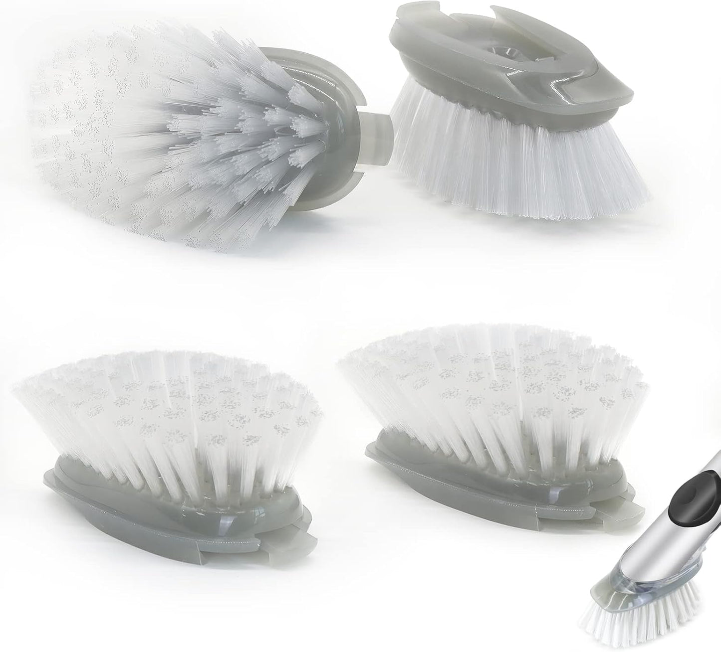 Brush Refills for OXO Dish Brush - 4 Pack Dish Brush Cleaning Soap Dispensing Head Replacement for Scrubber(Grey)