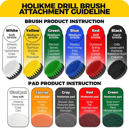 11 Piece Drill Brush Attachment Set Scouring Pads Power Scrubber Brush Scrub Pads for Bathroom Surfaces, Floor, Tub, Shower, Grout, Tile, Corners,Cleaning Brush