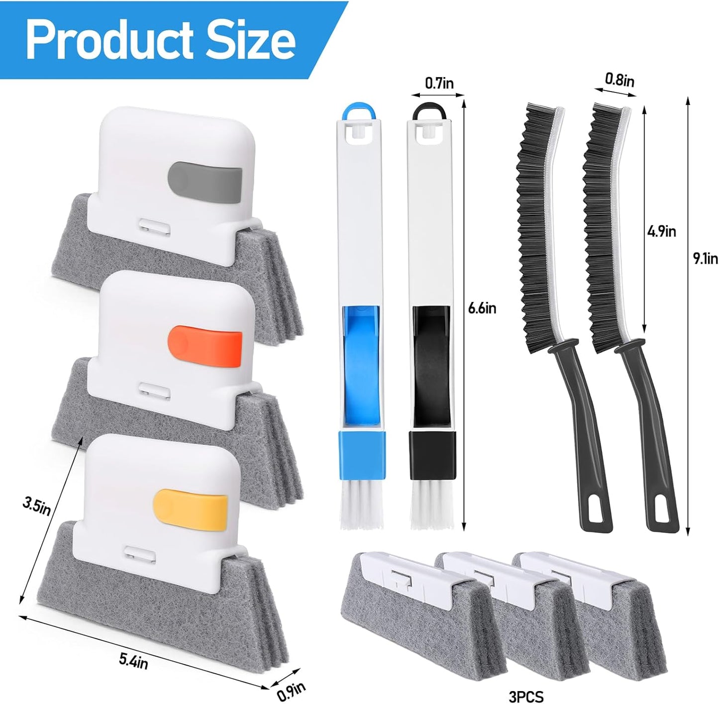 Window Track Cleaner Set, Window Groove Cleaning Brush Tools, 7 Pieces