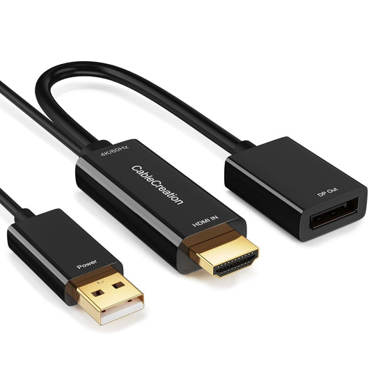 HDMI to Displayport Adapter with USB Power, 4K X 2K@60Hz HDMI Male to DP Female Adapter Compliant with Xbox One/Ps4/Ps5