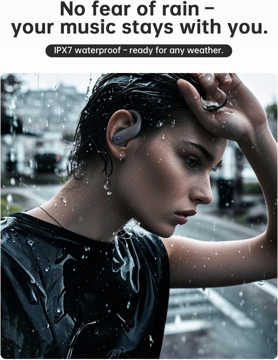 Wireless Earbuds Bluetooth 5.3 Headphones Sport,Ipx7 Waterproof Sports Earphones with Earhooks,48H Playtime,Lightweight 7.8G,Fast Charging Case,Noise Cancelling Mic for Running Gym Workout-Black