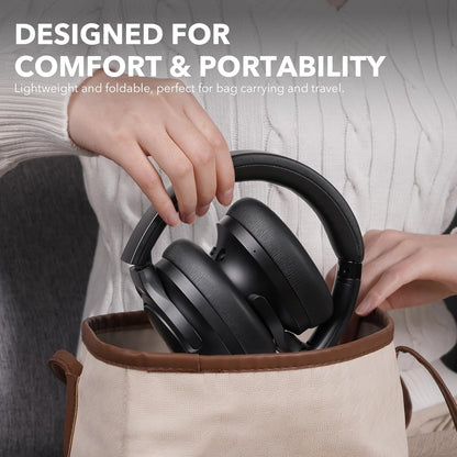 Y8 Active Noise Cancelling Headphones, Wireless Headphones over Ear Bluetooth 5.3, LDAC Hi-Res Audio,75H Playtime with Transparent Mode for Work/Travel/Home/Office-Black