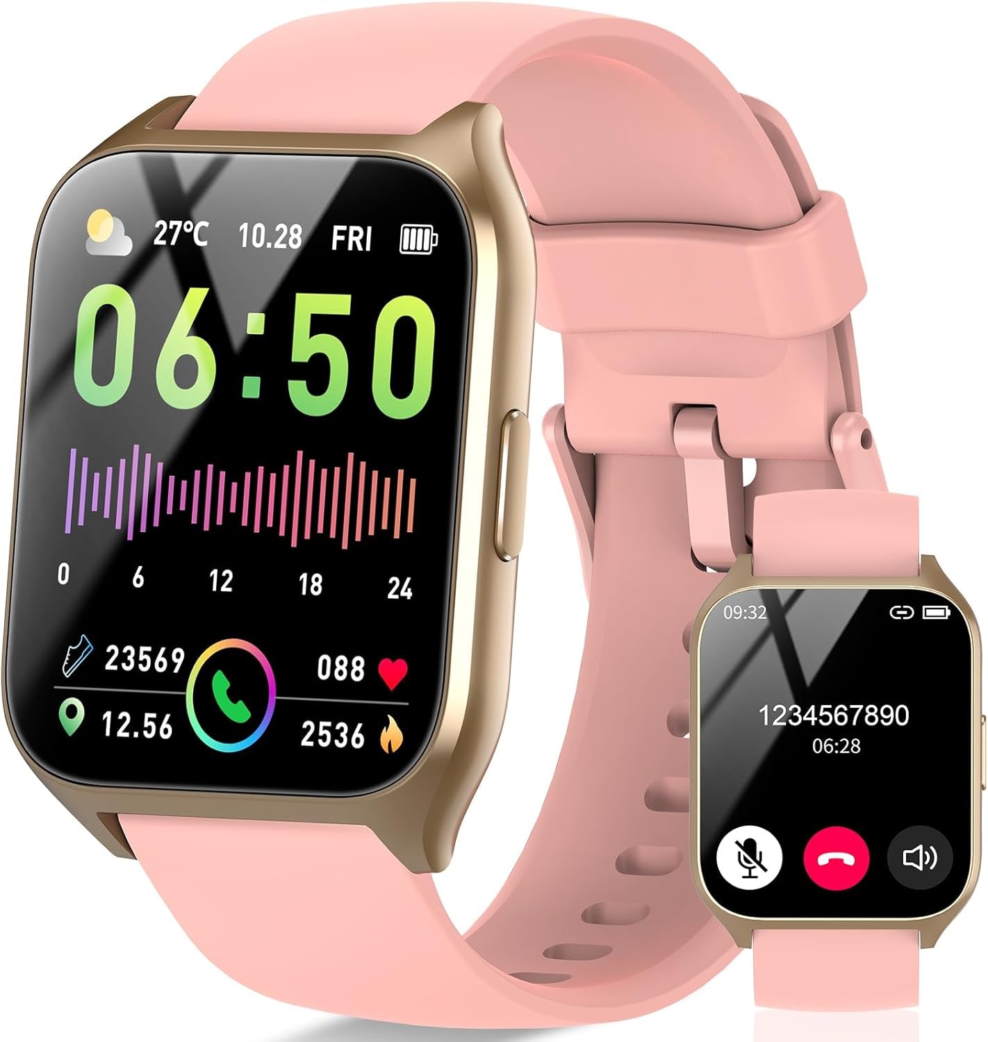 Smart Watch for Women, 1.85" HD Smartwatch (Answer/Make Call), 2025 Fitness Activity Tracker, 110+ Sport Modes/Heart Rate/Sleep Monitor/Pedometer, IP68 Waterproof Fitness Watch for Android Ios, Pink