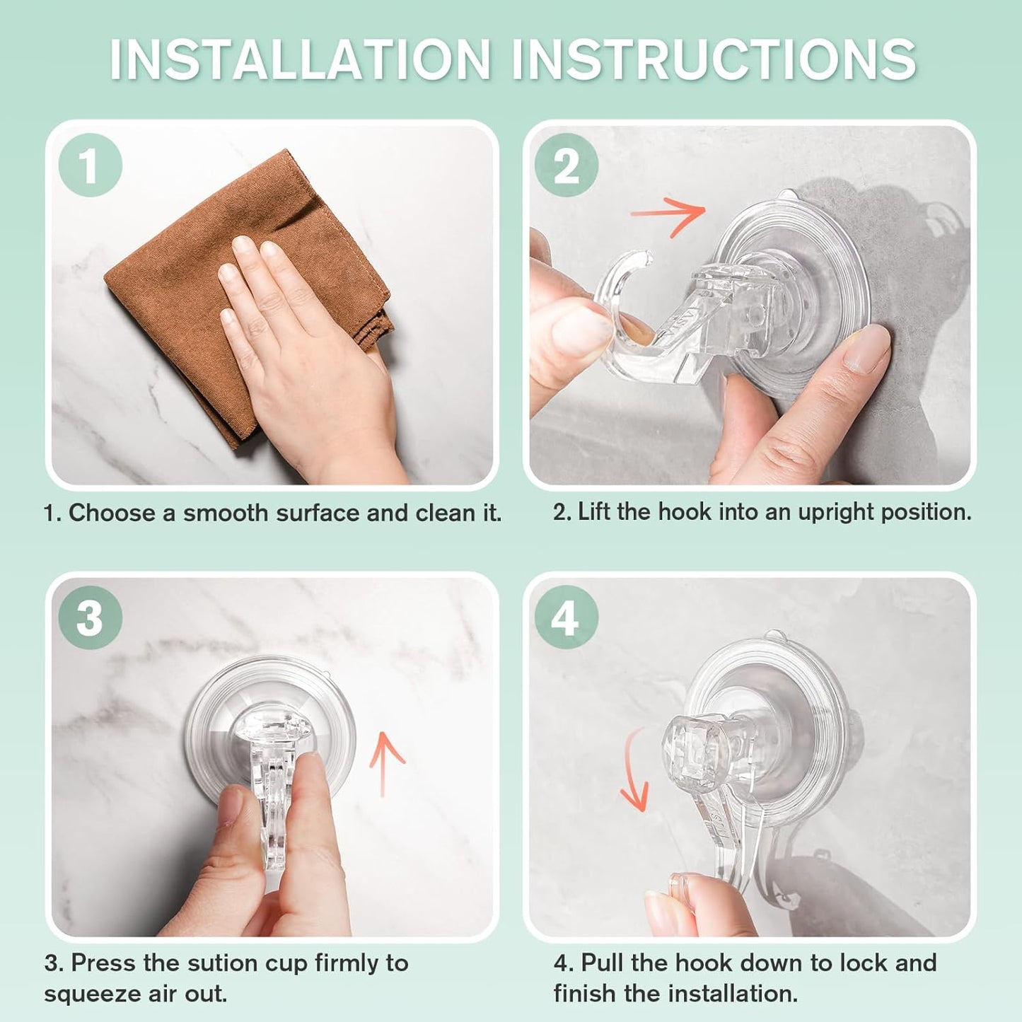 Wreath Hanger, Large Suction Cup Wreath Hooks, Heavy Duty, 22 LB Capacity, Removable and Reusable, Clear, 2 Pcs