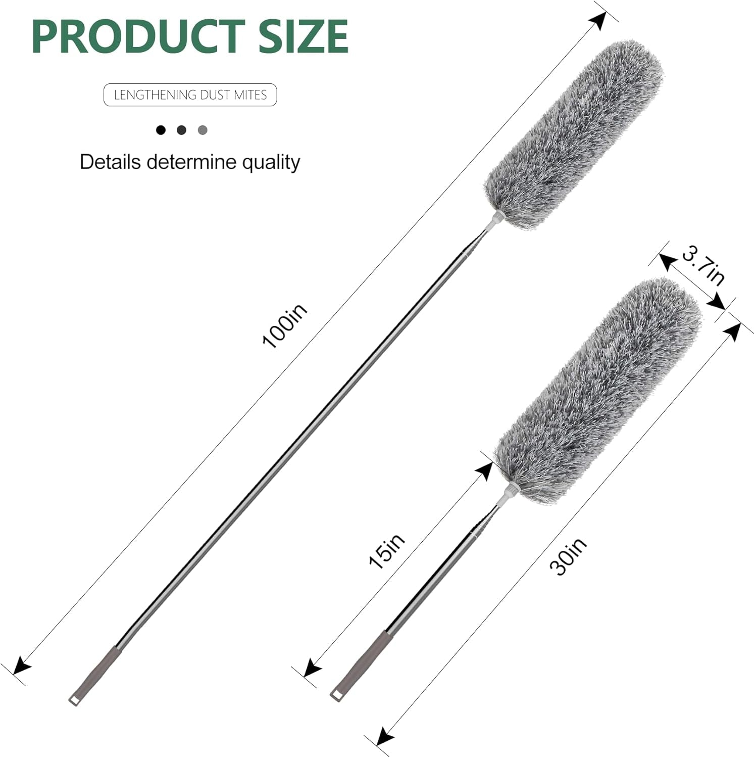 Extra-Long Dusters with Extension Pole 100-Inch for Cleaning, Bendable Microfiber Head Washable Ceiling Fan Duster for High Ceilings, Furniture