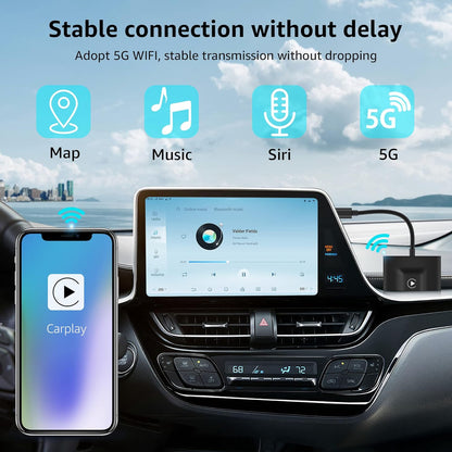 Wireless Carplay Adapter, 2023 Upgrade, Widely Compatible, Fast Auto Connect, Compact Design, Lifetime Tech Support, for Iphone Ios 10+ & Oem-Wired Cars