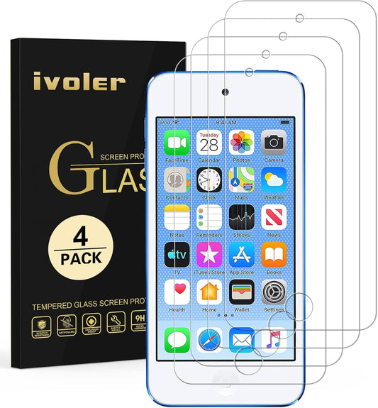 [4 Pack] [Tempered Glass] Screen Protector Compatible Ipod Touch 7G 2019 6G 5G (7Th 6Th 5Th Generation), 0.2Mm Ultra Thin 9H Hardness 2.5D round Edge