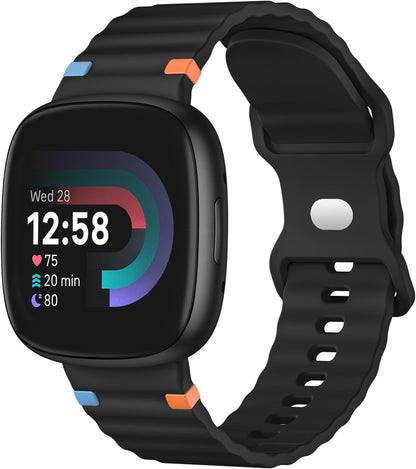 Compatible with Fitbit Versa 4 Bands for Woman/Versa 3 Band, Compatible with Fitbit Sense 2 Bands/Sense Band, Soft Silicone Waterproof Breathable Replacement Sport Strap Accessories for Men