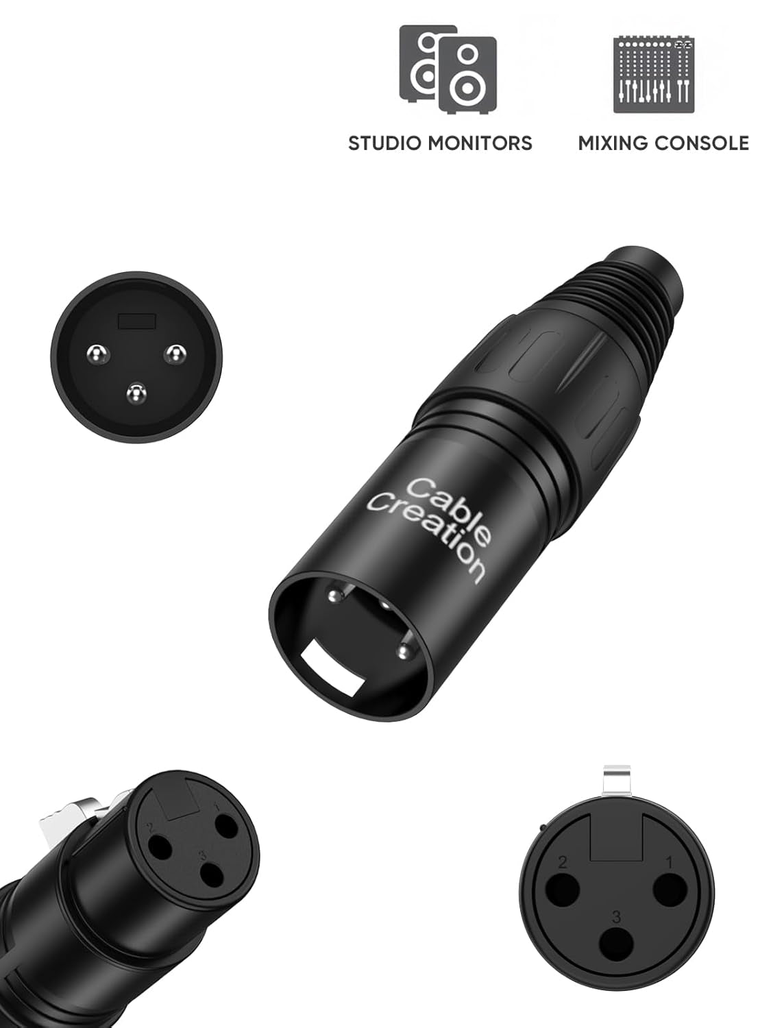 5Pcs 3Pin XLR Male + 5Pcs Female, Mic Adaptor Connector 10 Pair, 1/4 Jacks Male and Female Microphone Audio Jack Charger Connector for Speaker, Mixing Board, Console, Pro Audio Gear