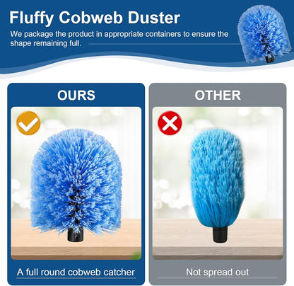 Twist-On Cobweb Duster Head Brush, Fits Standard 3/4 Inch Threaded Poles, Attachment Spider Web Duster Brush for Outdoor & Indoor Cleaning