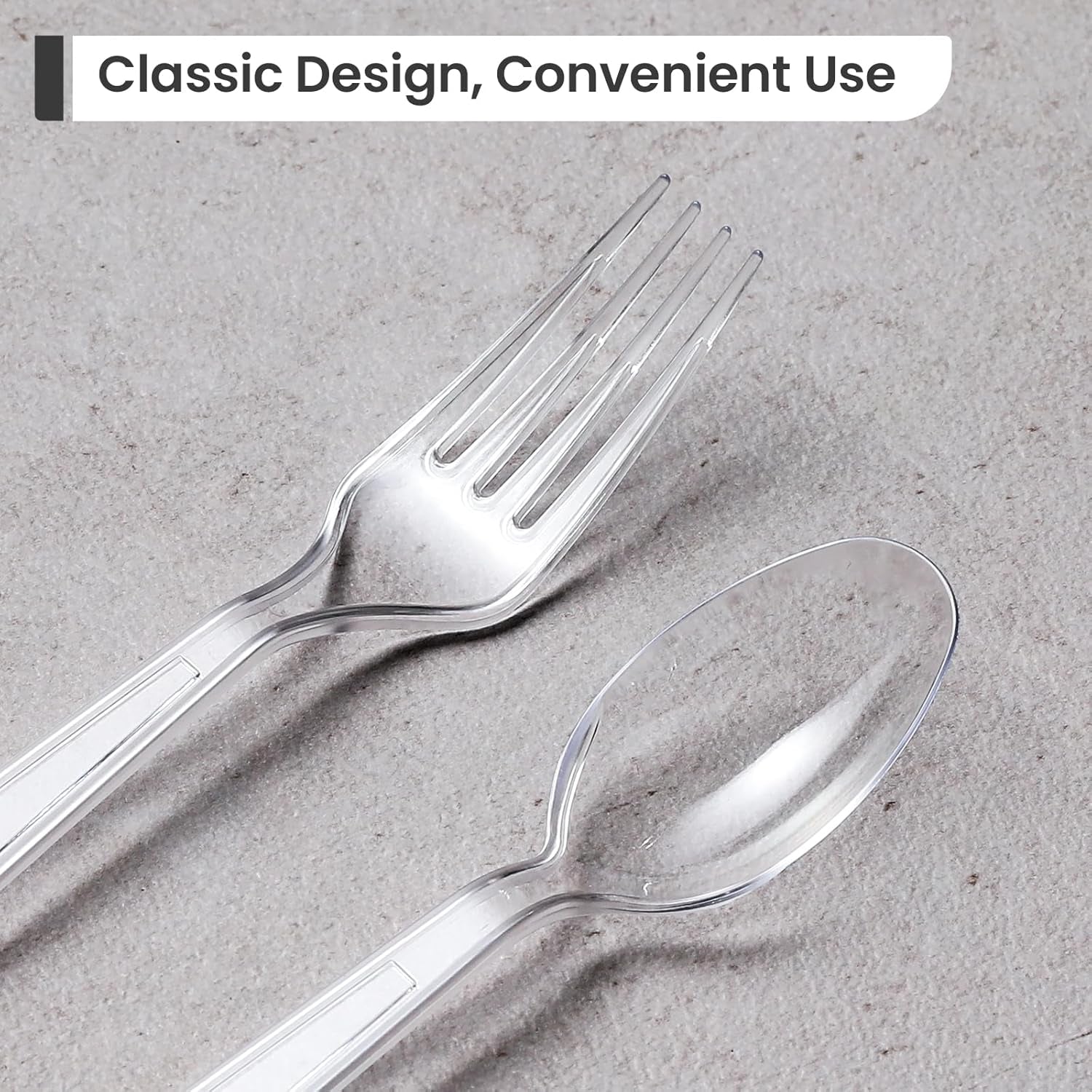 [300 Count] Plastic Silverware, Heavy Duty Plastic Forks Spoons Disposable Utensils Cutlery Set for Wedding Party Supplies Everyday Use - Clear