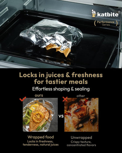 Aluminum Foil Roll - 12In X 60Ft, 60 Sq.Ft, Heavy Duty Non-Stick Roll with Portable Cutter