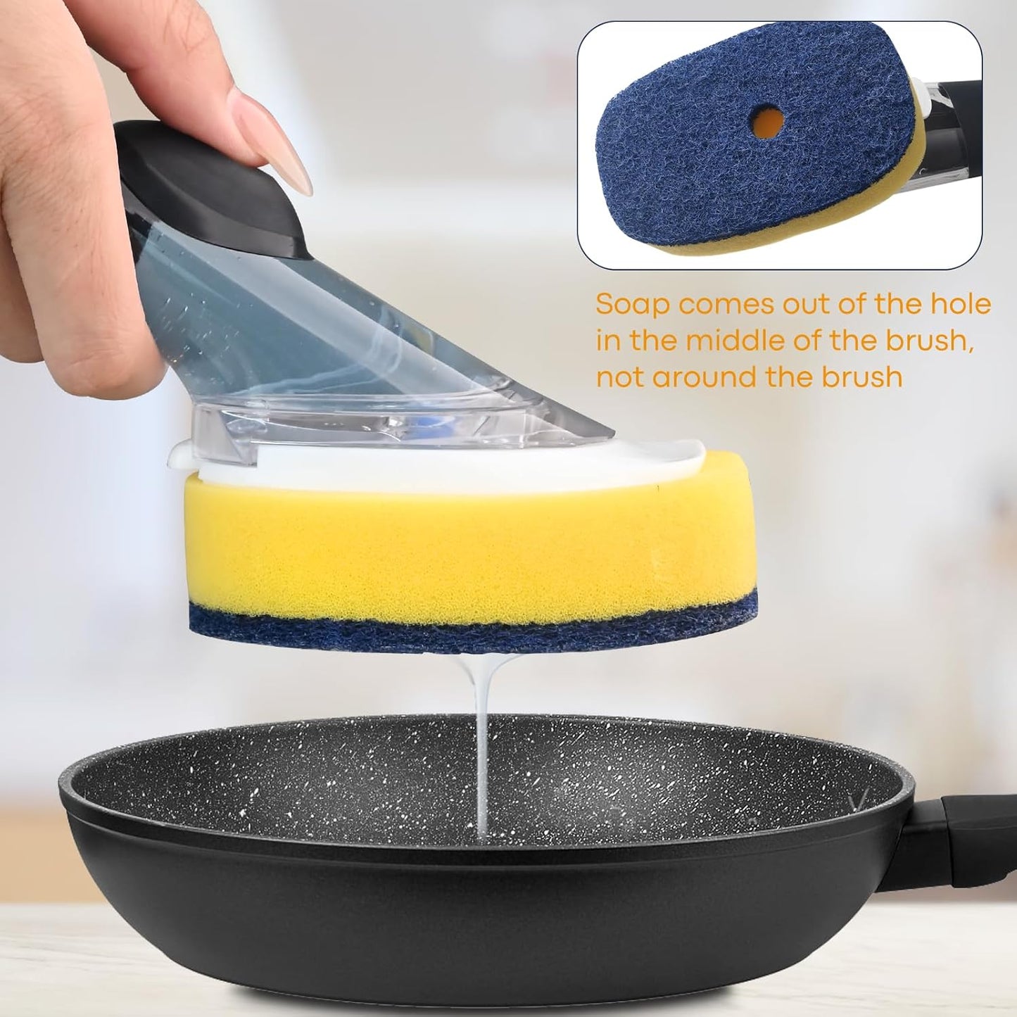 Sponge Brush Refills for OXO Soap Dispensing Dish Brush - 4 Pack Dish Cleaning Soap Dispensing Head Replacement for Scrubber