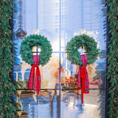 Wreath Hanger, Large Suction Cup Wreath Hooks with Wipes, Heavy Duty, 22 LB Capacity, Removable and Reusable, Clear, 2 Pcs