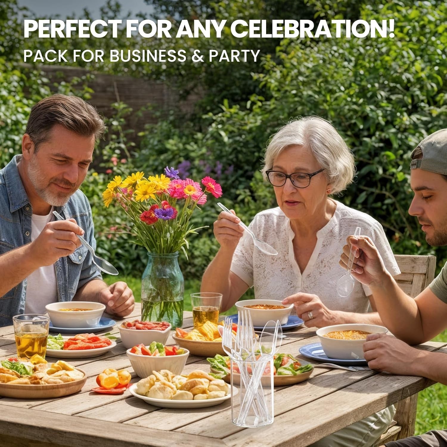 240 Count Extra Heavy Duty Clear Plastic Spoons, Solid and Durable Premium Disposable Spoons - Bpa-Free & Heat Resistant Plastic Cutlery Utensils for Parties, Events and Everyday Use