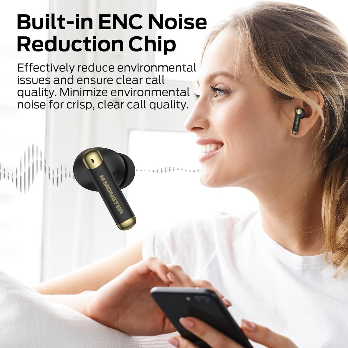 Wireless Earbuds, Bluetooth 6.0 In-Ear Headphones with Charging Case, Stereo Earphones Deep Bass Sound, Built-In Mic, Clear Call, Water Resistant Design for Sports