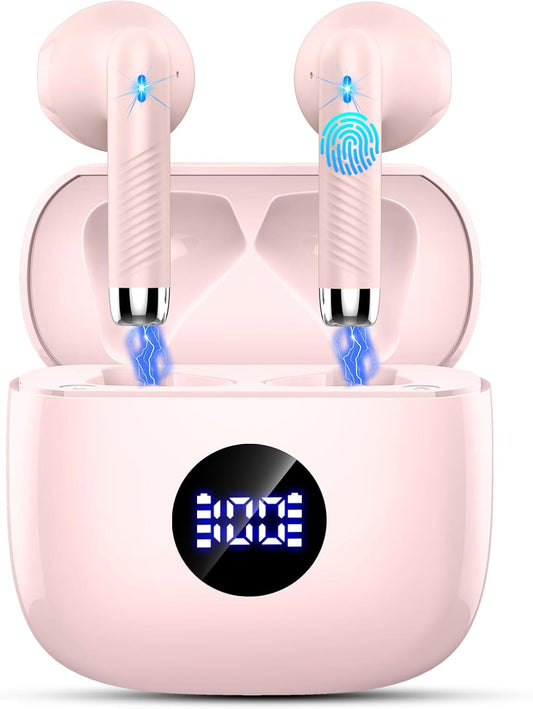 Wireless Earbuds, Bluetooth 5.4 Headphones Hifi Stereo, in Ear Earphones with 4 ENC Noise Cancelling Mics, 40H Playback Ear Buds with Mini Case LED Display, IP7 Waterproof Headset with USB C Charging