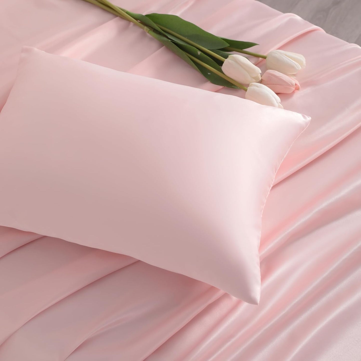 Zippered Silk Satin Toddler Pillowcases - 2 Pack Hidden Zipper 13X18 Pillowcases - Luxury and Silky Baby Travel Pillow Covers, Pink