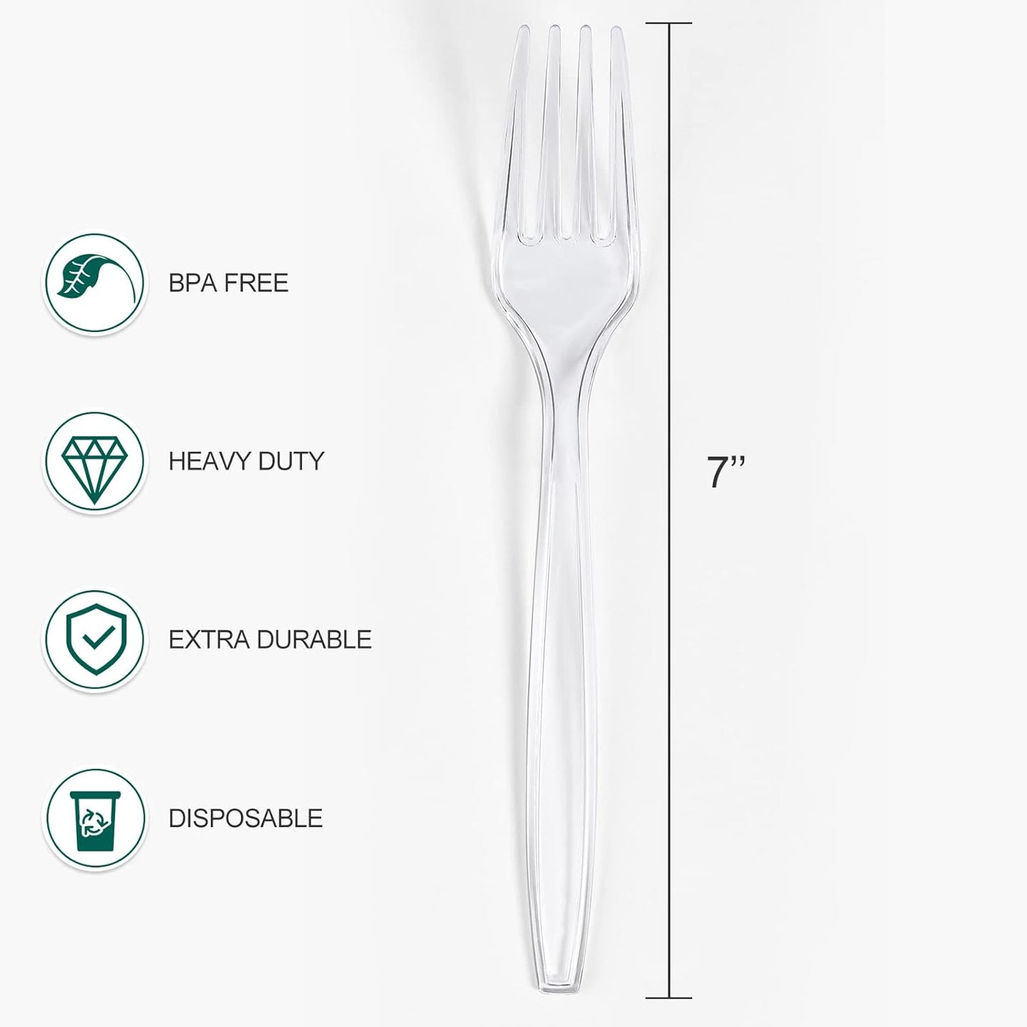 [400 Count] Heavy Duty Plastic Forks, Premium Disposable Clear Forks, Durable Plastic Cutlery for for Parties, Picnics, Big Event, Daily Use - Heat Resistant & BPA Free