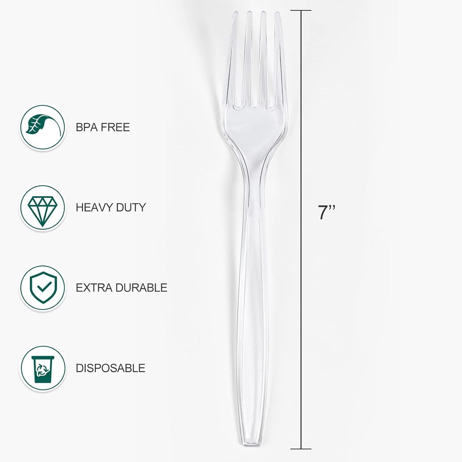 [400 Count] Heavy Duty Plastic Forks, Premium Disposable Clear Forks, Durable Plastic Cutlery for for Parties, Picnics, Big Event, Daily Use - Heat Resistant & BPA Free