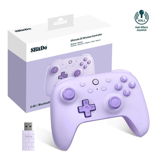 Ultimate 2C Wireless Controller (Hall Effect Joystick Update) for Windows PC and Android, with 1000Hz Polling Rate, Remappable L4/R4 Bumpers, Rumble Vibration and Turbo Function (Purple)