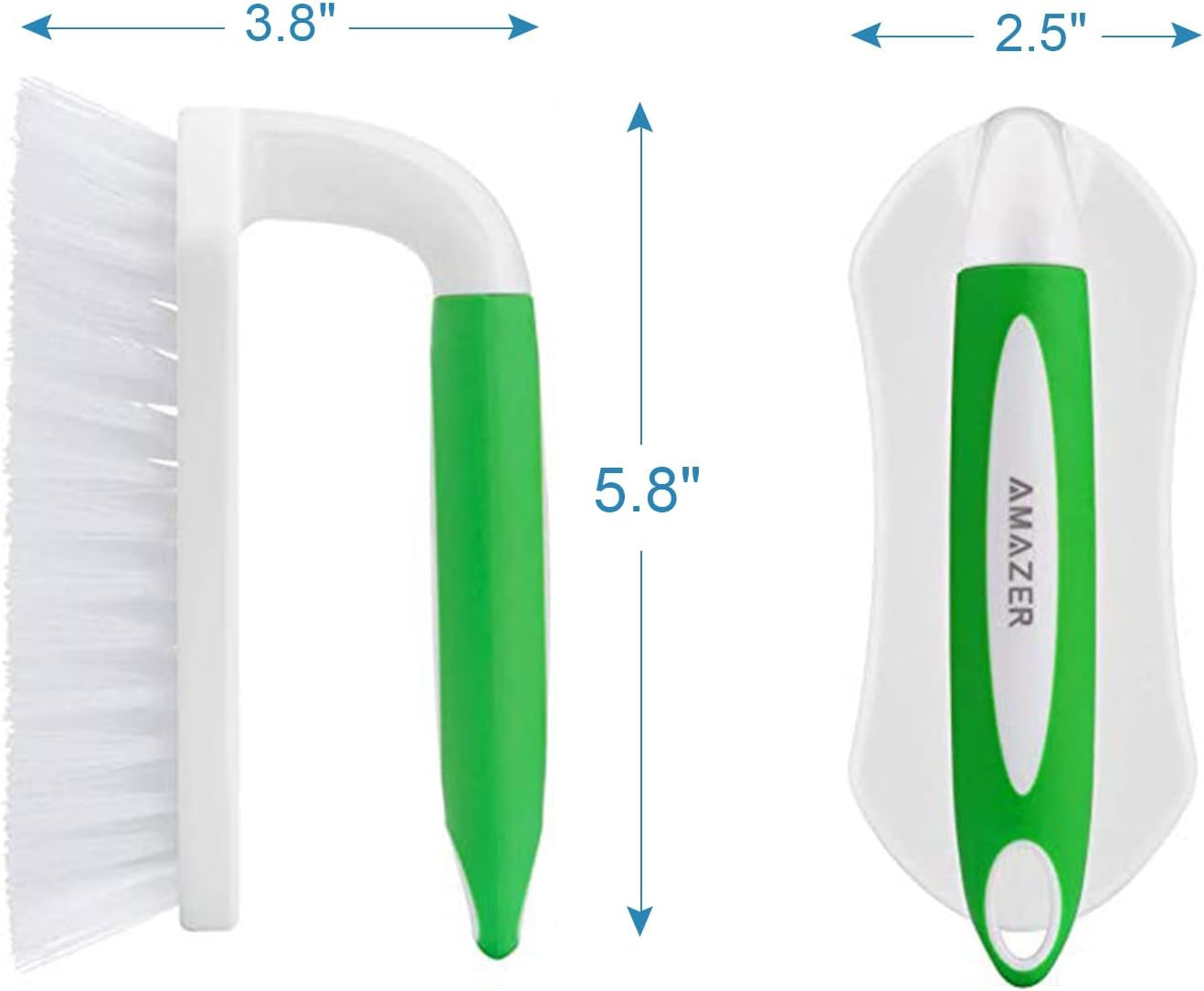 Dish Brush with Handle, 2 Pack Kitchen Scrub Brushes for Cleaning, Grip Shower Scrubber Flexible Stiff Bristles with Handle