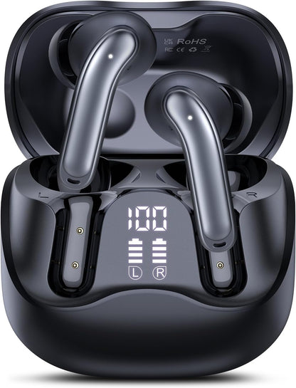 Hybrid Active Noise Canceling Wireless Earbuds, 6 Mics ENC Clear Call Ear Buds, Hi-Res Audio Deep Bass Bluetooth 5.4 Headphones, 49H Playtime, IP7, 8 EQ Modes, Wireless Charging, Multipoint Connection