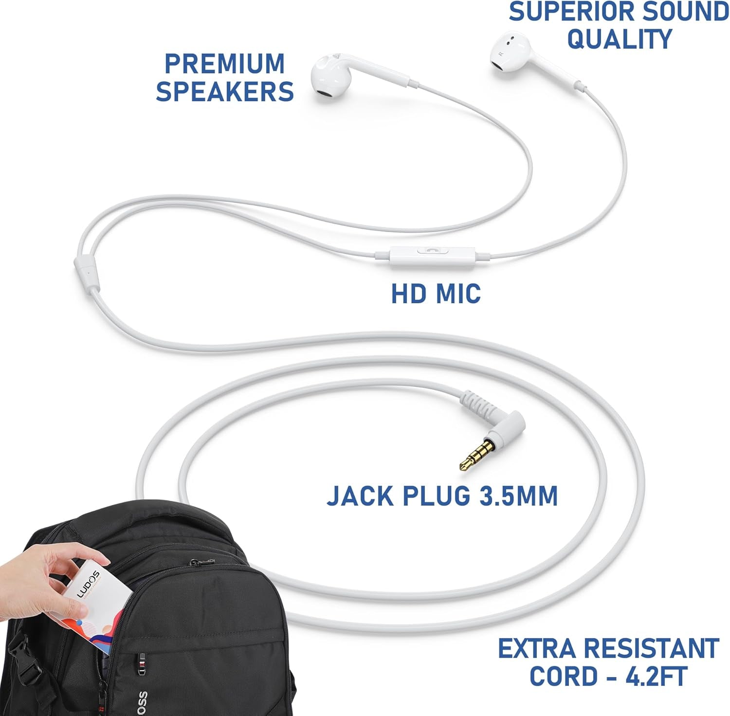 ZENITH Wired Earbuds In-Ear Headphones, 2 Years Warranty, Earphones with Microphone, Corded for 3.5Mm Jack Ear Buds for Iphone, Samsung, Computer, Laptop, Kids, School Students, Women, Small Ear