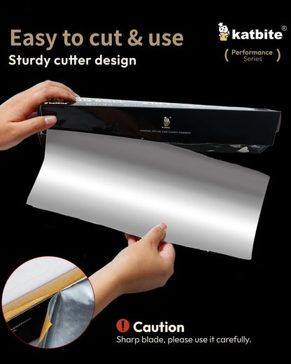 Aluminum Foil Roll - 12In X 60Ft, 60 Sq.Ft, Heavy Duty Non-Stick Roll with Portable Cutter
