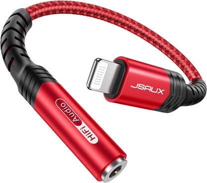 Headphone Adapter for Iphone Lightning to 3.5Mm Adapter [Apple Mfi Certified] Compatible with Iphone 14 Pro Max/14 Plus/13 12 11 Pro Max/Se/Xs-Red
