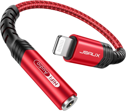 Headphone Adapter for Iphone Lightning to 3.5Mm Adapter [Apple Mfi Certified] Compatible with Iphone 14 Pro Max/14 Plus/13 12 11 Pro Max/Se/Xs-Red