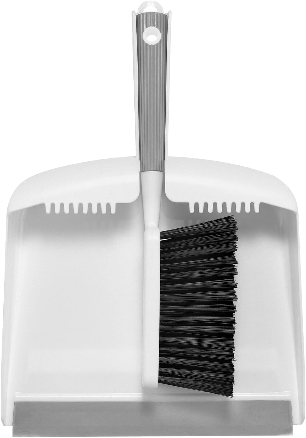 Mini Broom and Dustpan Set, Portable Cleaning Brush and Dustpan Combo Nesting Snap-On Handheld Dust Pan and Brush Set, Small Brush Dustpan for Kitchen, Desktop, Pet, Floor, Sofa, Grey White